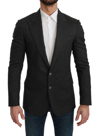 Elegante blazer formal de corte ajustado en color gris