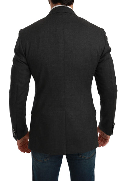 Elegante blazer formal de corte ajustado en color gris