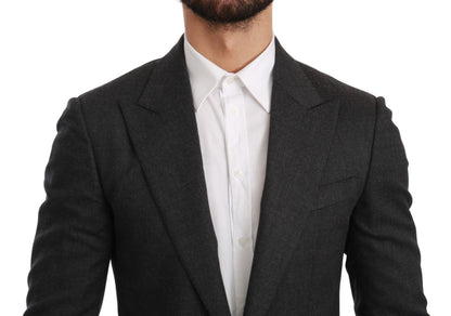 Elegante blazer formal de corte ajustado en color gris