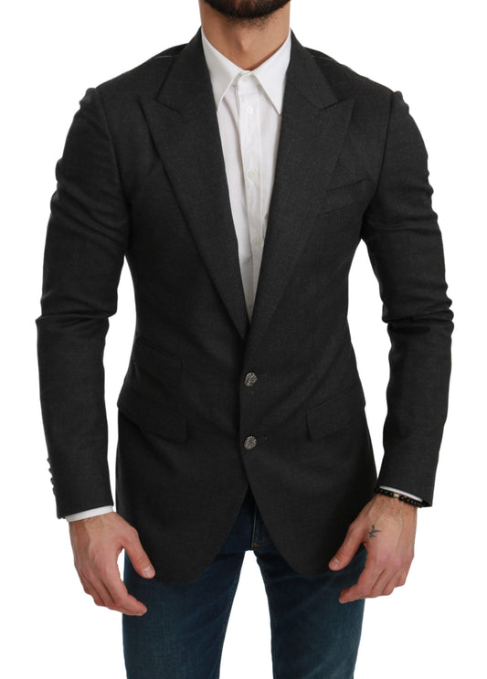 Elegante blazer formal de corte ajustado en color gris