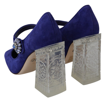 Elegantes zapatos Mary Jane de ante morado