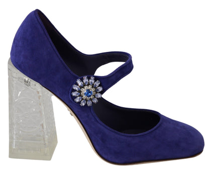 Elegantes zapatos Mary Jane de ante morado