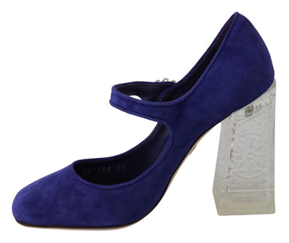 Elegantes zapatos Mary Jane de ante morado