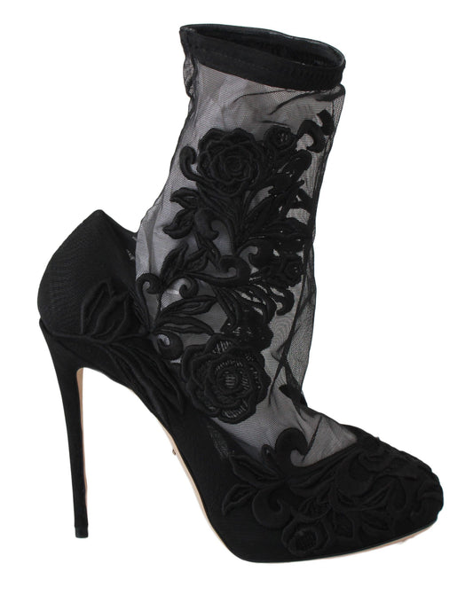 Botines Stiletto Florales Bordados