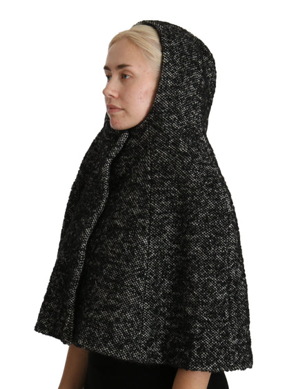 Elegant Gray Wool Hooded Scarf by Iconic Italian Label