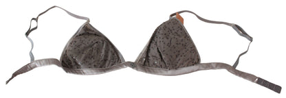 Sujetador Triangular Gris con Lentejuelas Ropa Interior de Lujo