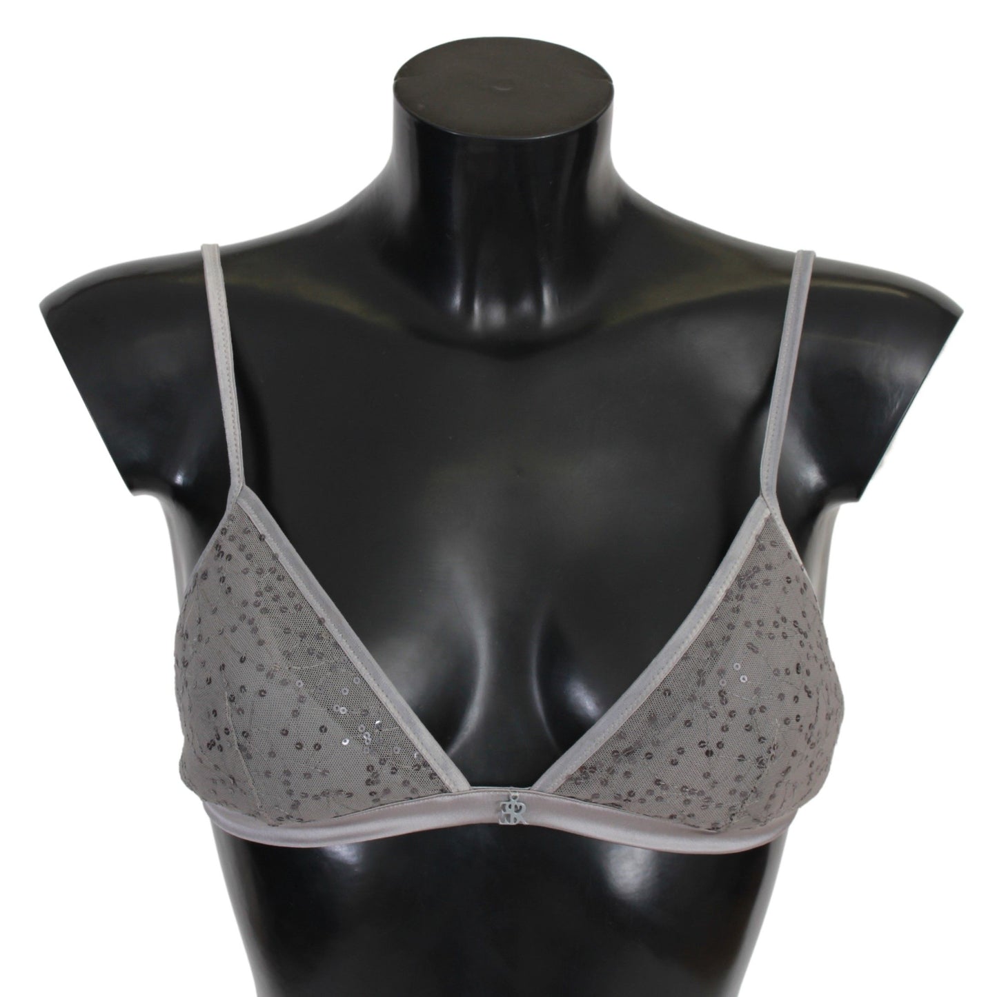 Sujetador Triangular Gris con Lentejuelas Ropa Interior de Lujo