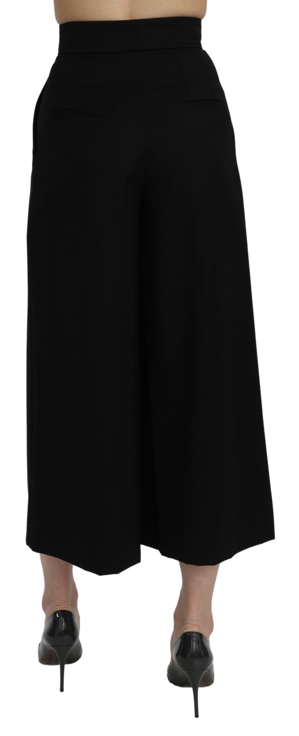 Elegant High Waist Wide Leg Wool Pants