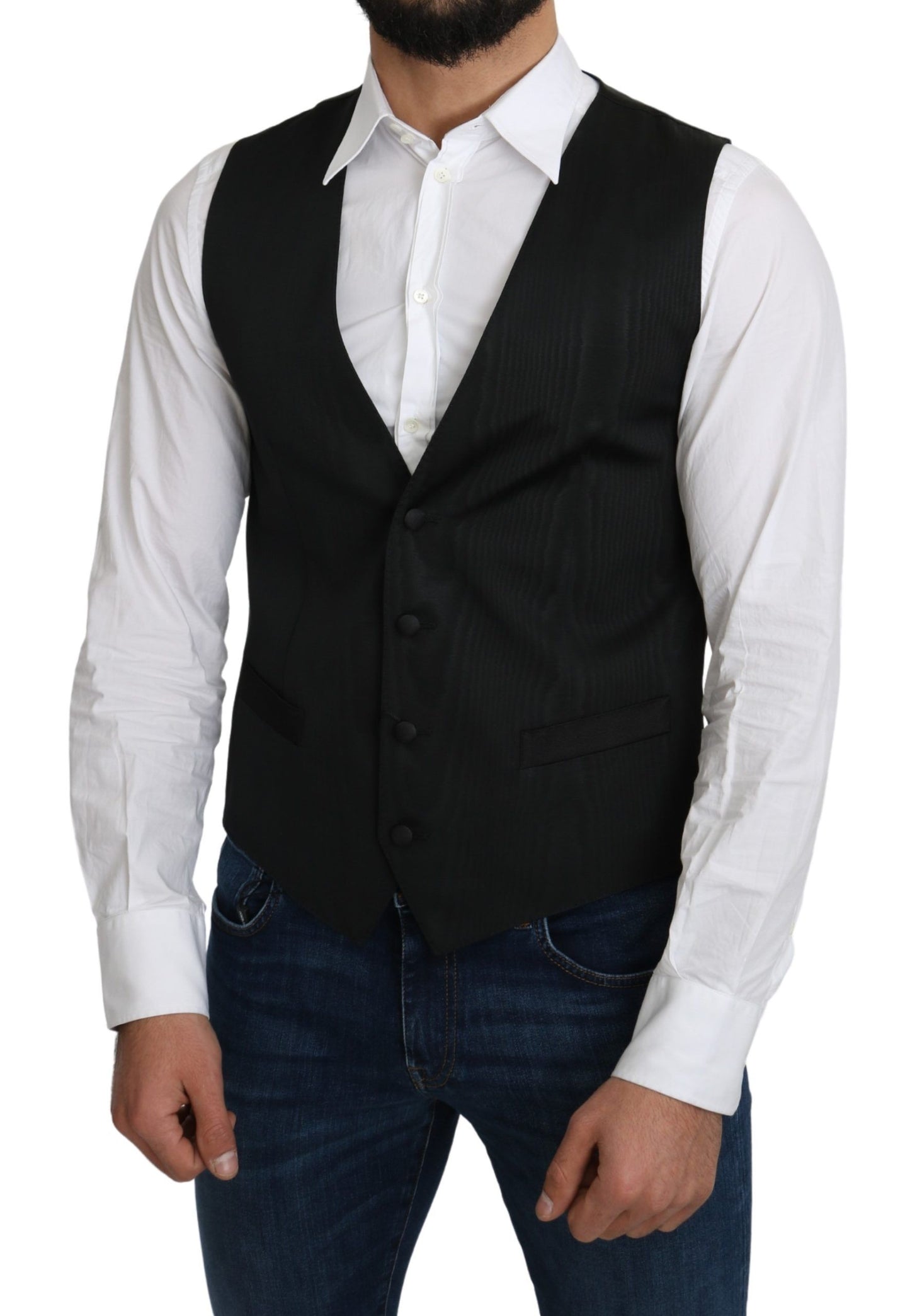 Chaleco formal de seda gris elegante