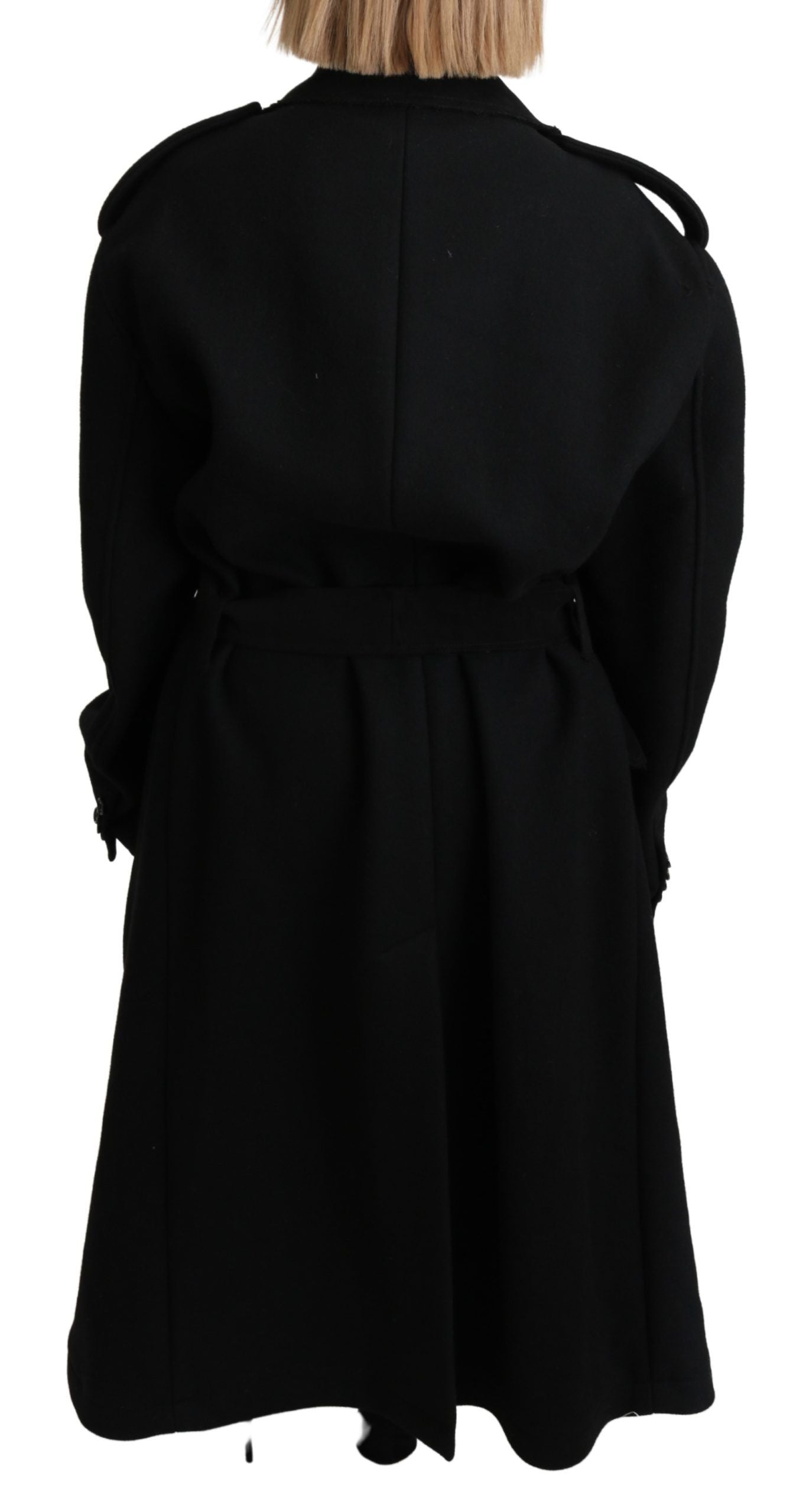 Elegant Black Wool Trenchcoat