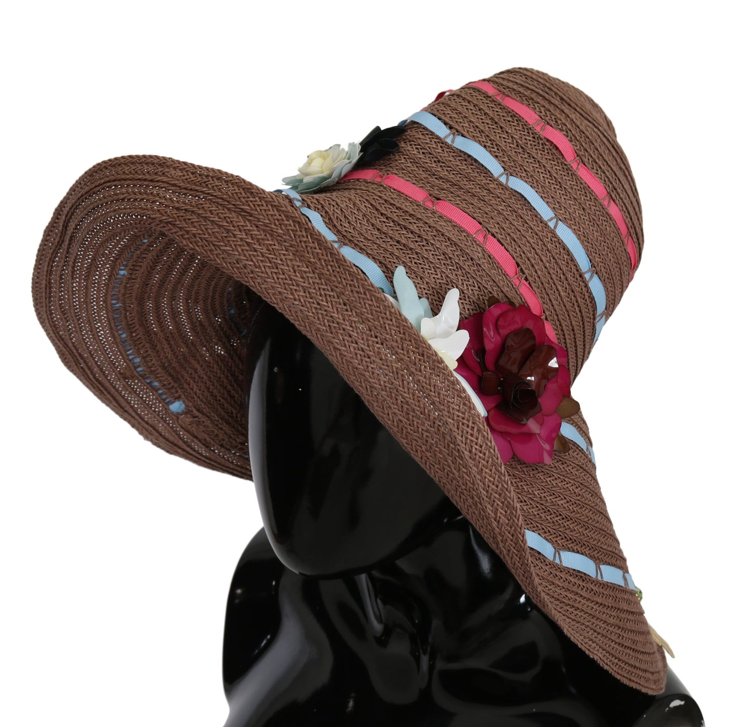 Elegant Floppy Straw Hat with Floral Accents