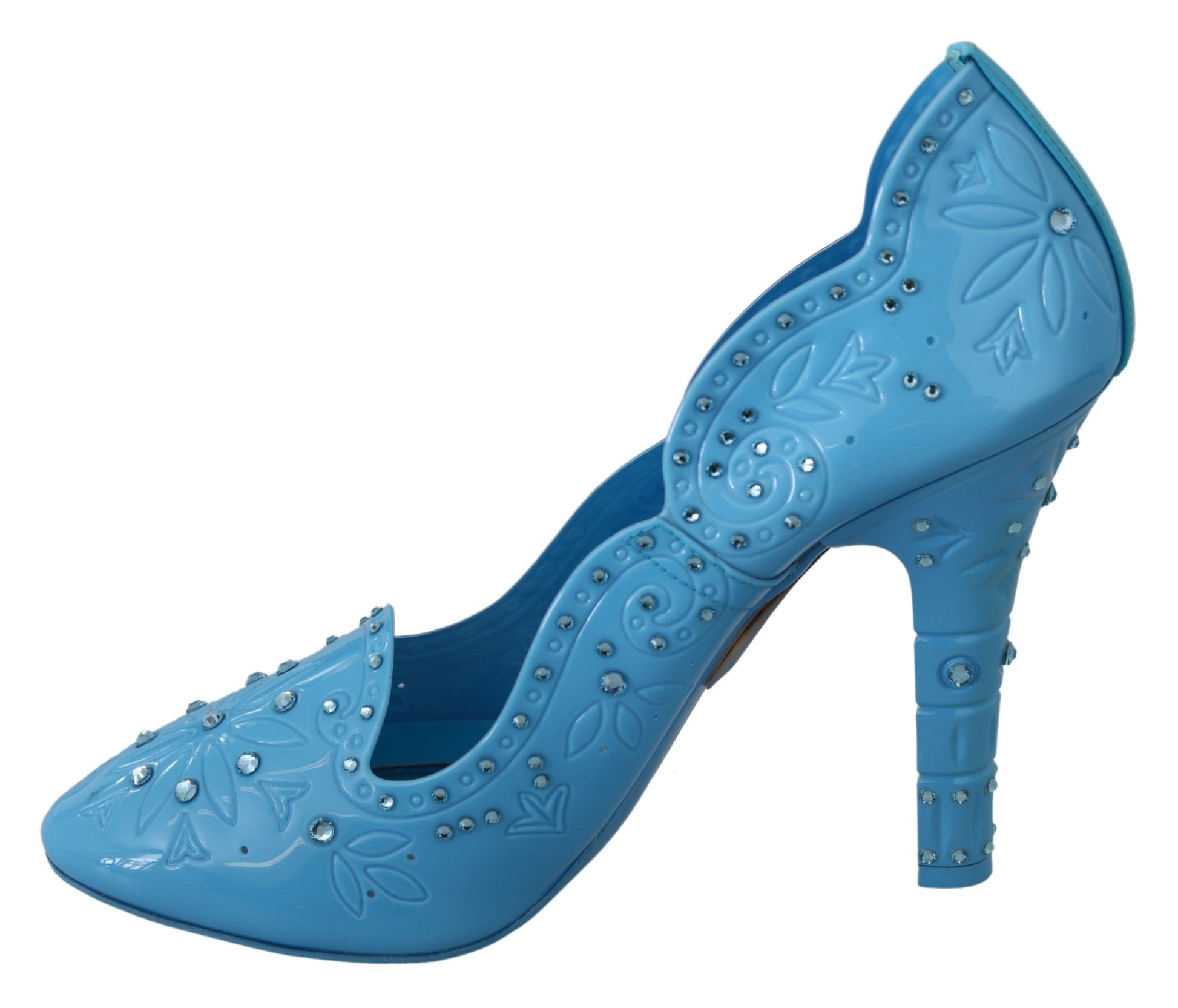 Zapatos de tacón de Cenicienta azules con adornos de cristal