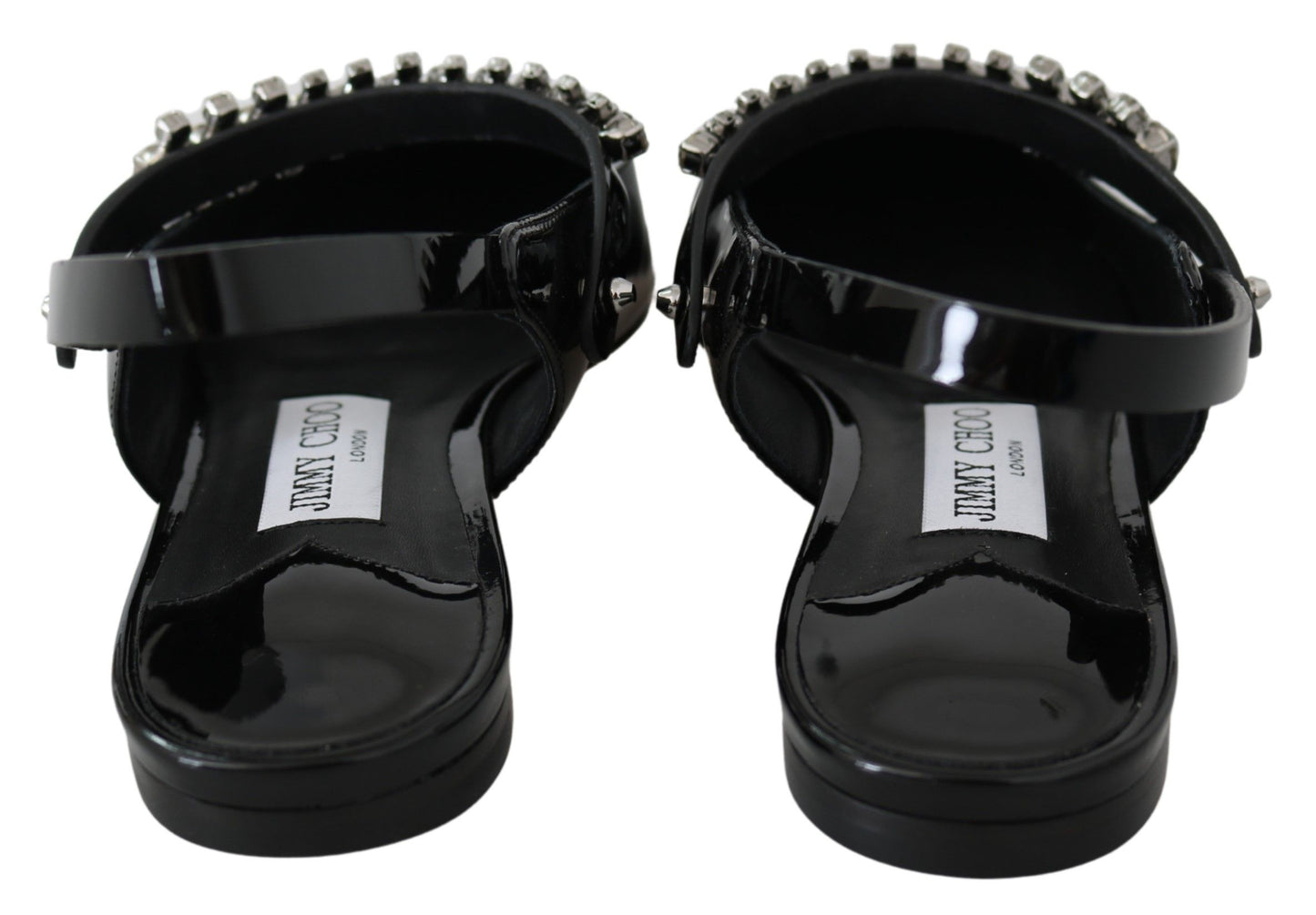 Elegantes bailarinas de charol negro con detalles de cristal