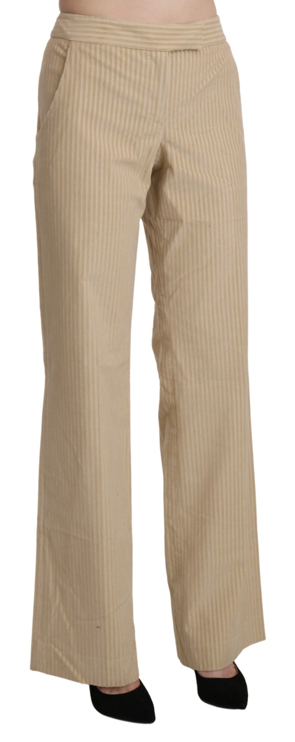 Chic Beige High-Waist Wide Leg Pants