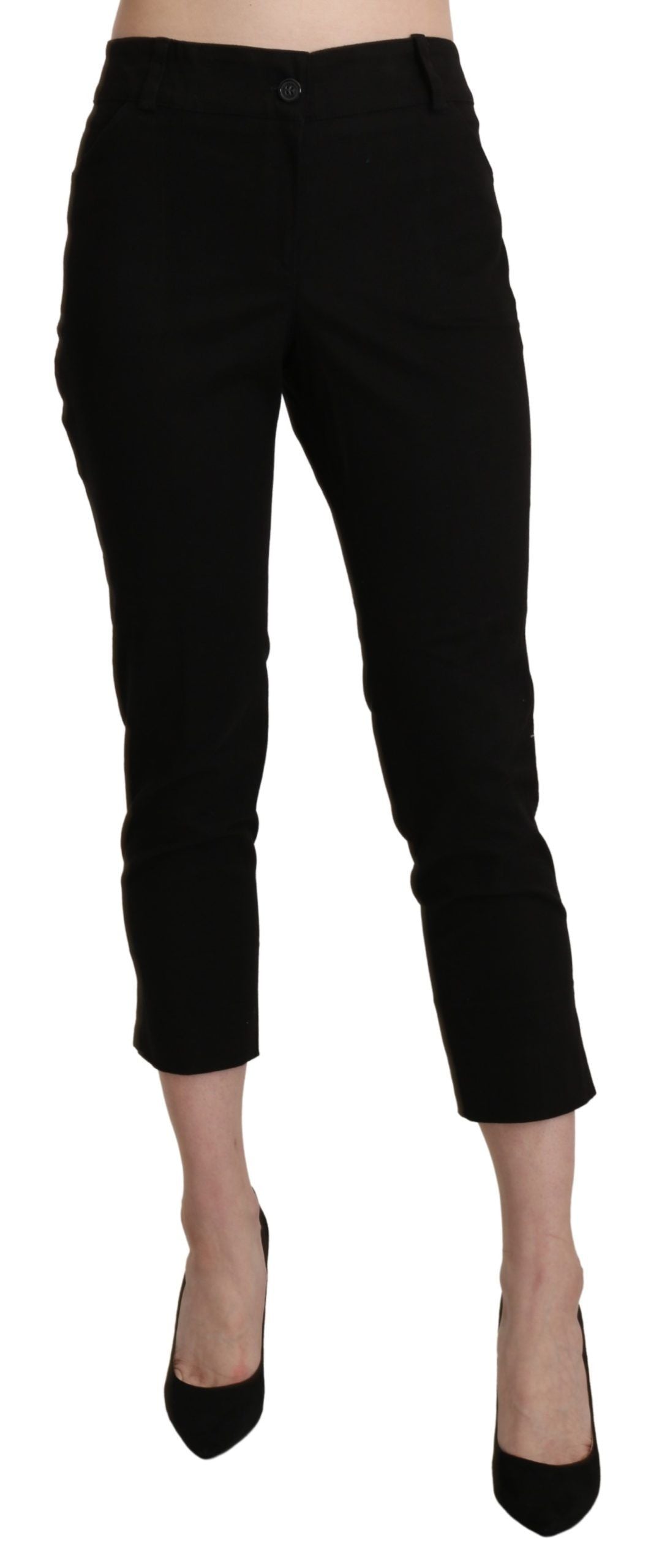 Elegant Black High Waist Cropped Pants