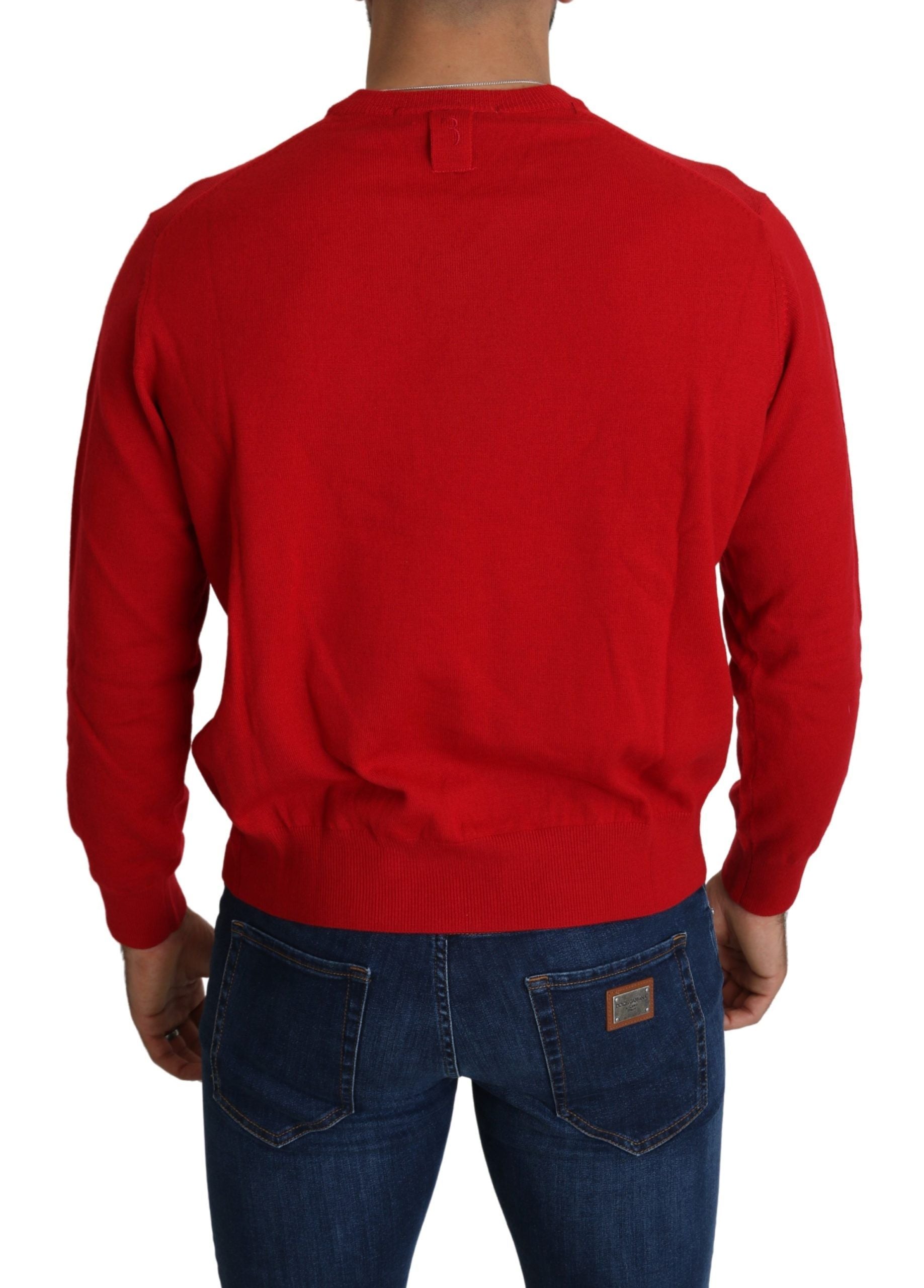 Iconic Embroidered Red Wool Sweater