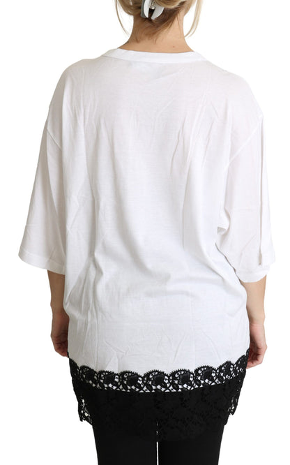 Elegant White Cotton Blend T-Shirt