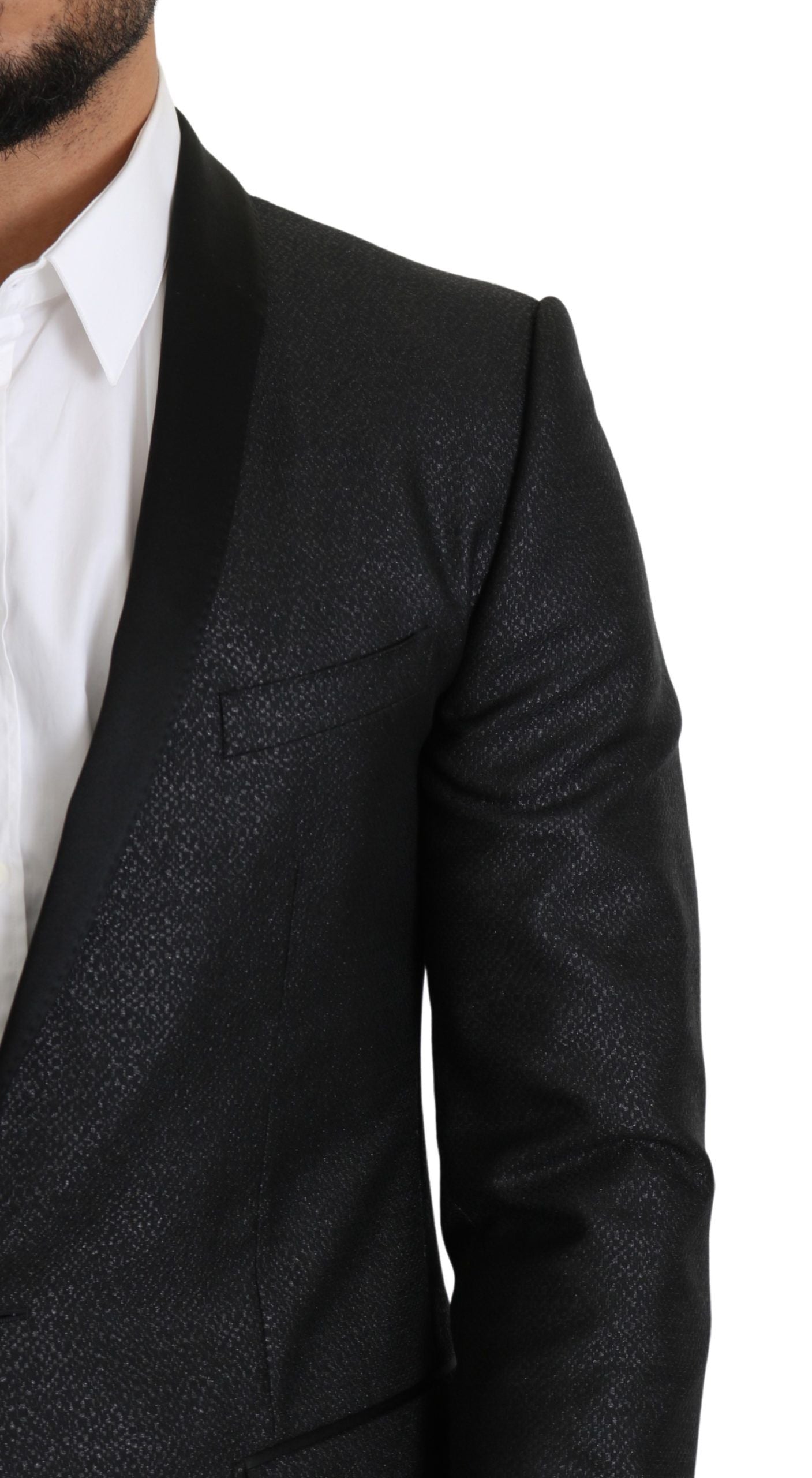 Elegante blazer ajustado de jacquard negro