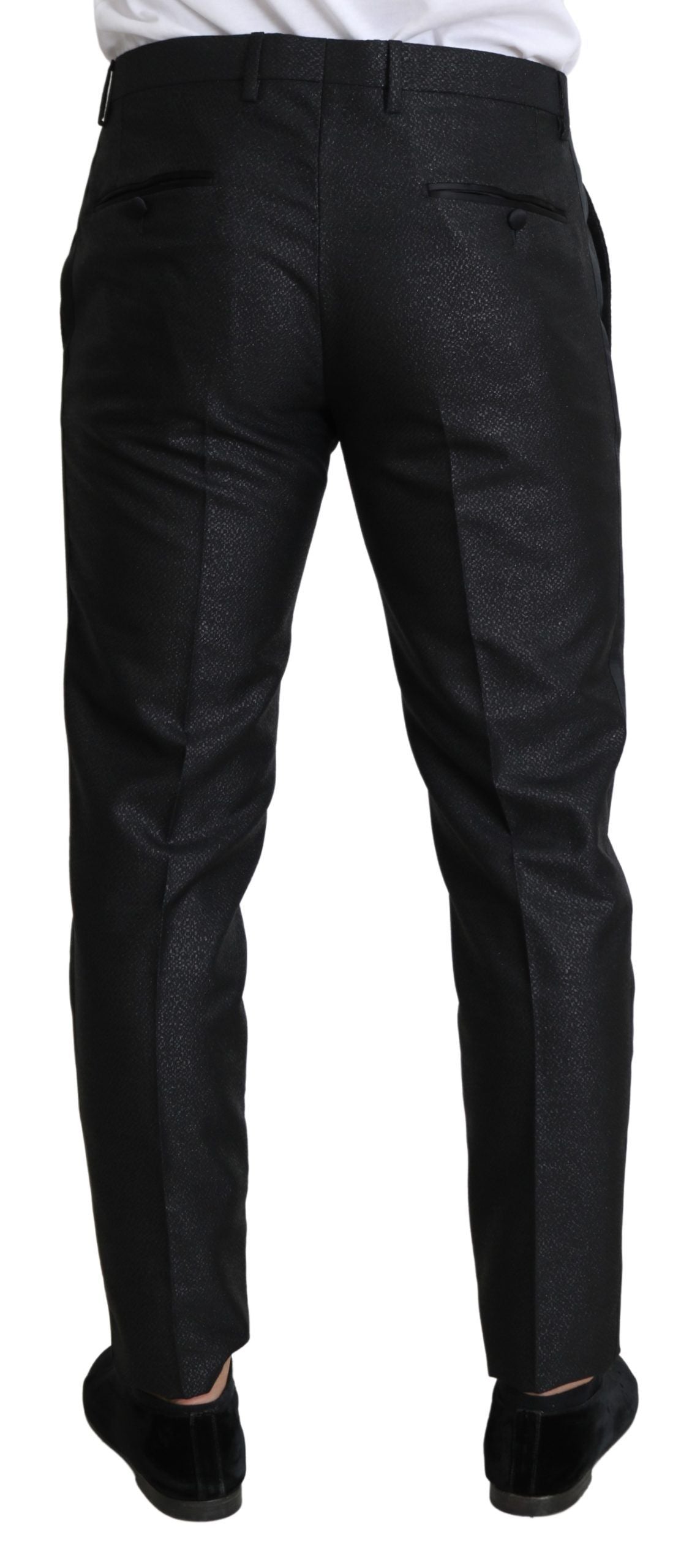 Pantalones de vestir elegantes de color negro metalizado