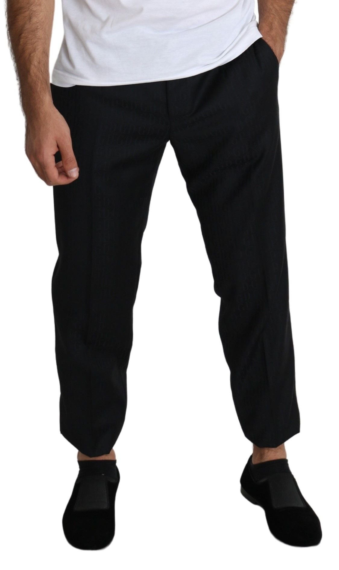 Pantalones capri elegantes de lana virgen de color negro