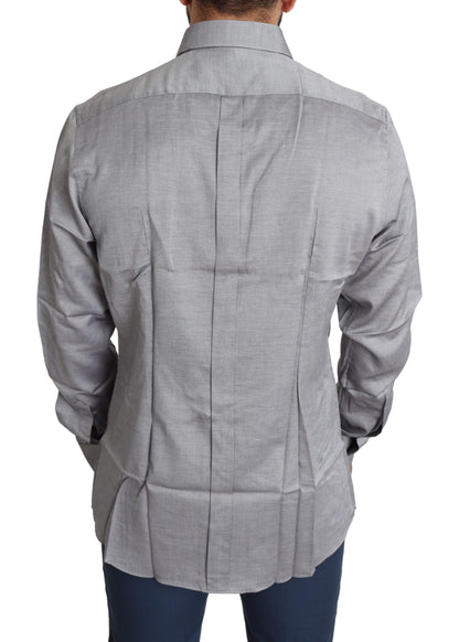 Camisa elegante de algodón de corte ajustado en color gris