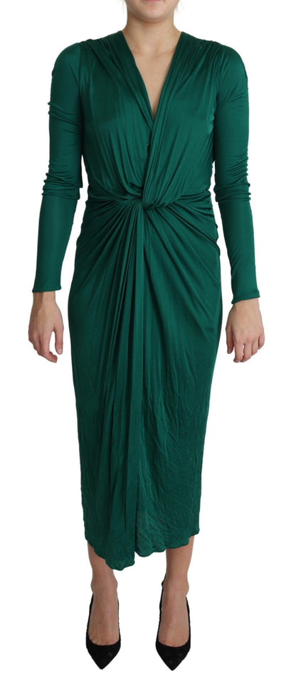 Emerald Elegance Bodycon Midi Dress