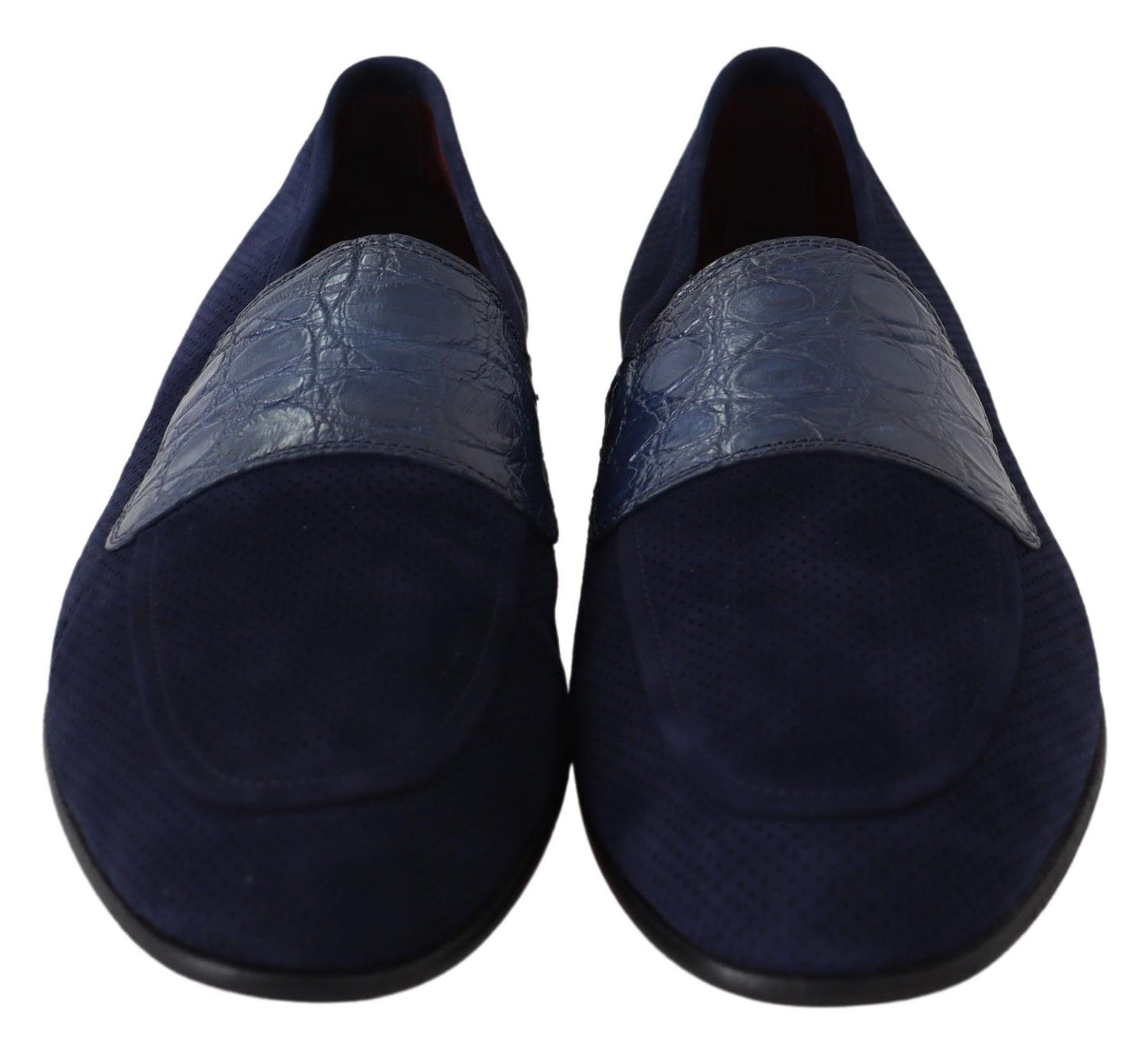 Elegantes mocasines de piel de ante azul