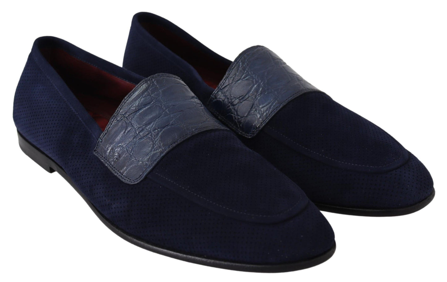 Elegantes mocasines de piel de ante azul