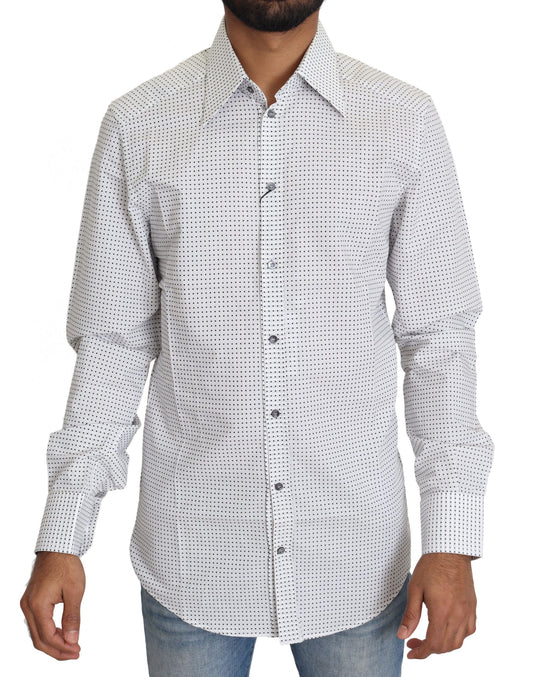 Elegante camisa de vestir slim fit de lunares