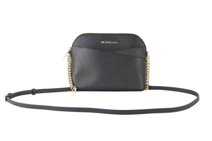 Jet Set Travel Medium Leather X Cross Dome Crossbody Handbag (Black Solid/Gold)