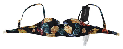 Top de bikini elegante con estampado de conchas marinas