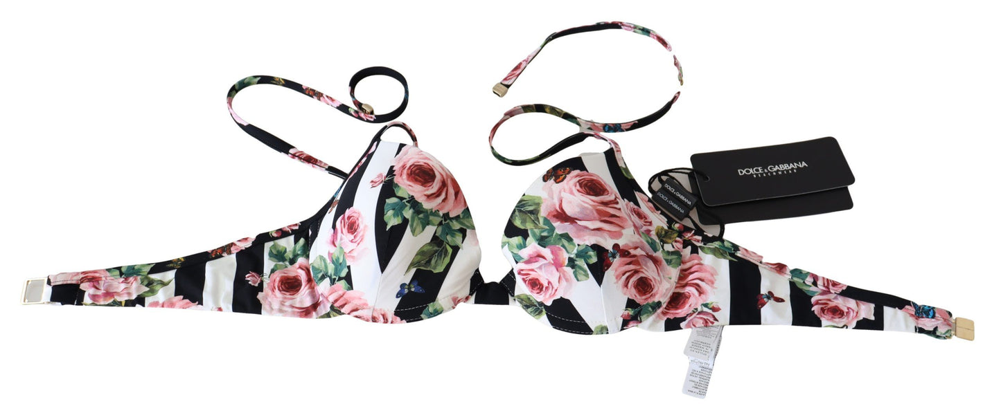 Top de bikini con estampado de rosas elegante para días de playa elegantes