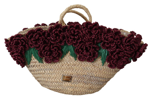 Bolso de paja elegante y con diseño floral