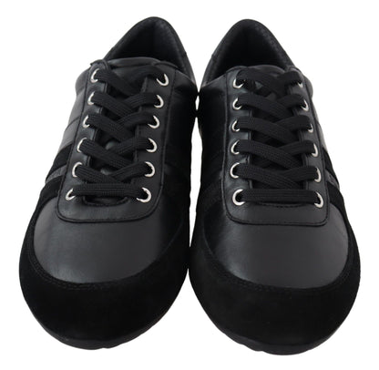 Elegantes zapatillas deportivas de piel negra