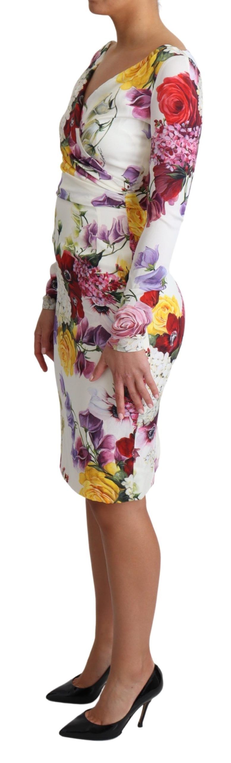 Elegant Floral Sheath Silk Dress