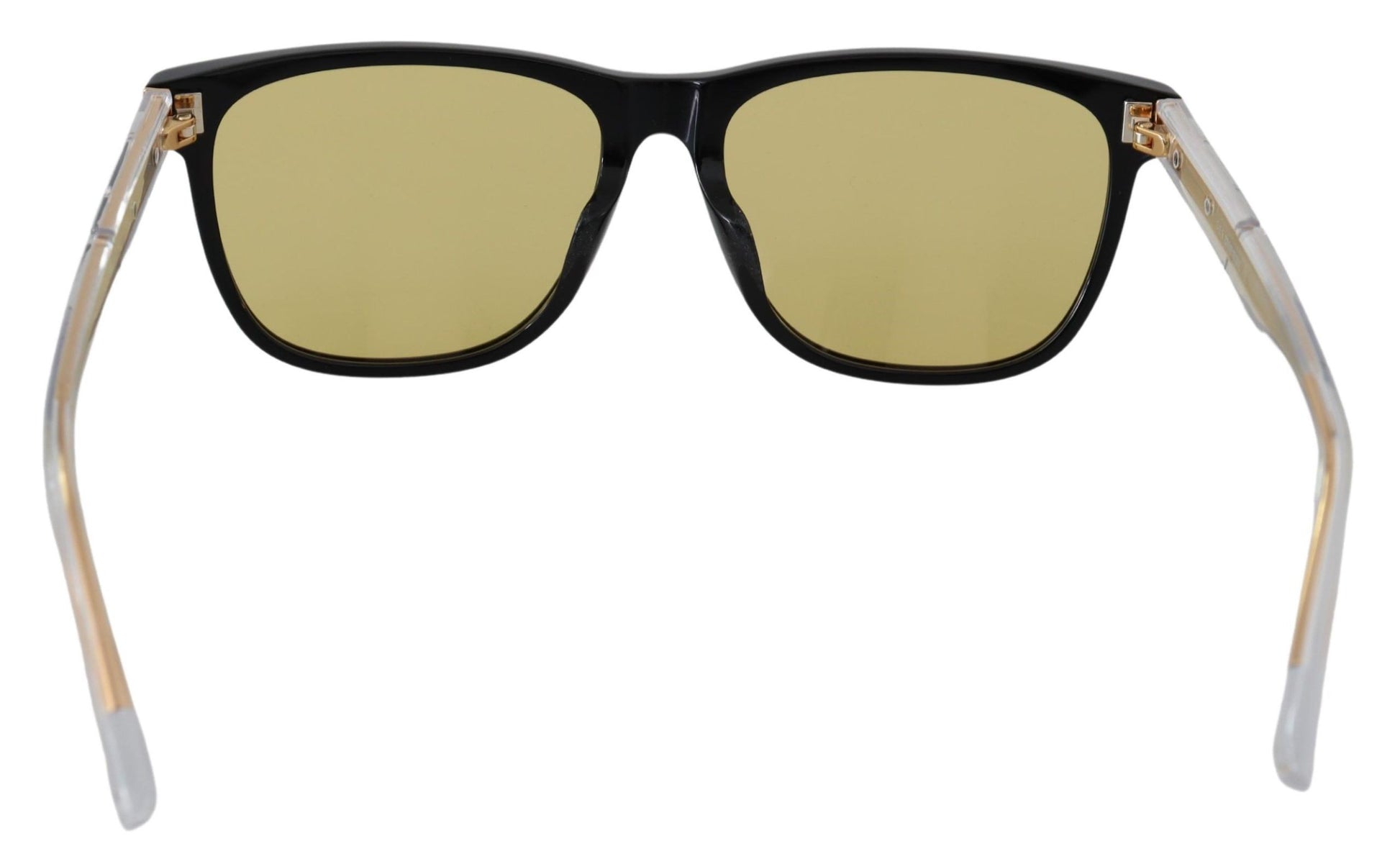 Elegantes gafas de sol de acetato negro con lentes amarillas