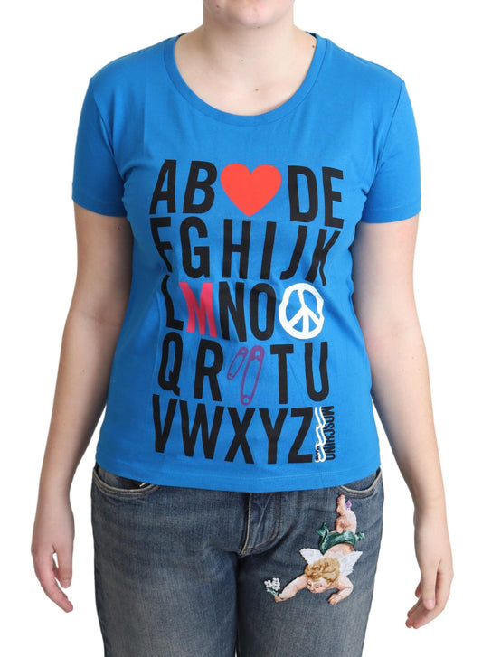 Camiseta de algodón con letras elegantes en azul