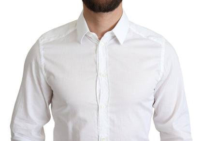 Elegant White Cotton Dress Shirt Slim Fit