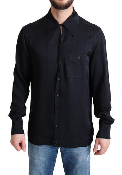 Elegant Jacquard Silk Casual Shirt