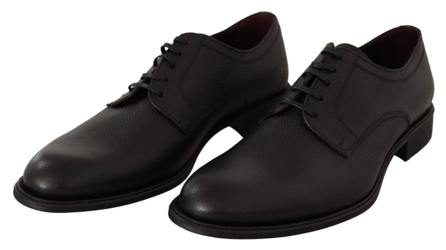 Elegant Black Leather Derby Dress Shoes