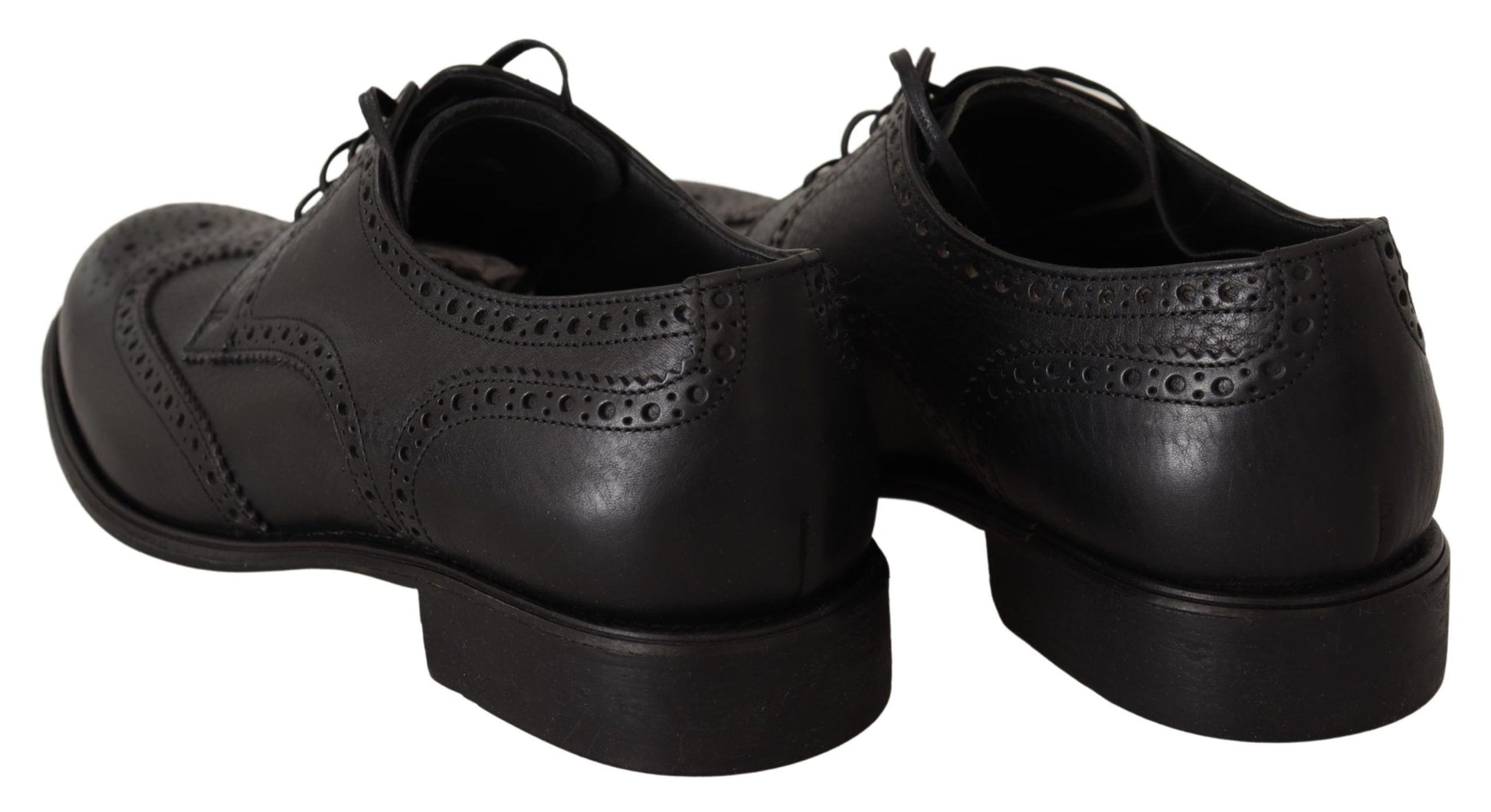 Elegantes zapatos Derby de piel negra con punta de ala