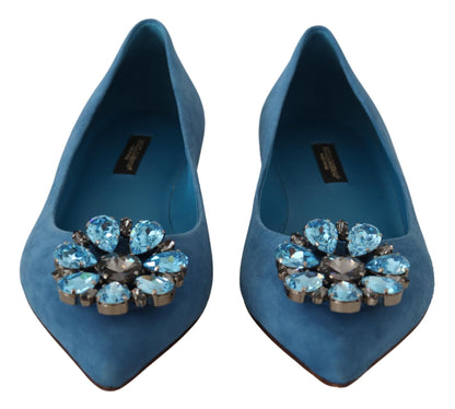 Elegant Crystal-Embellished Suede Flats