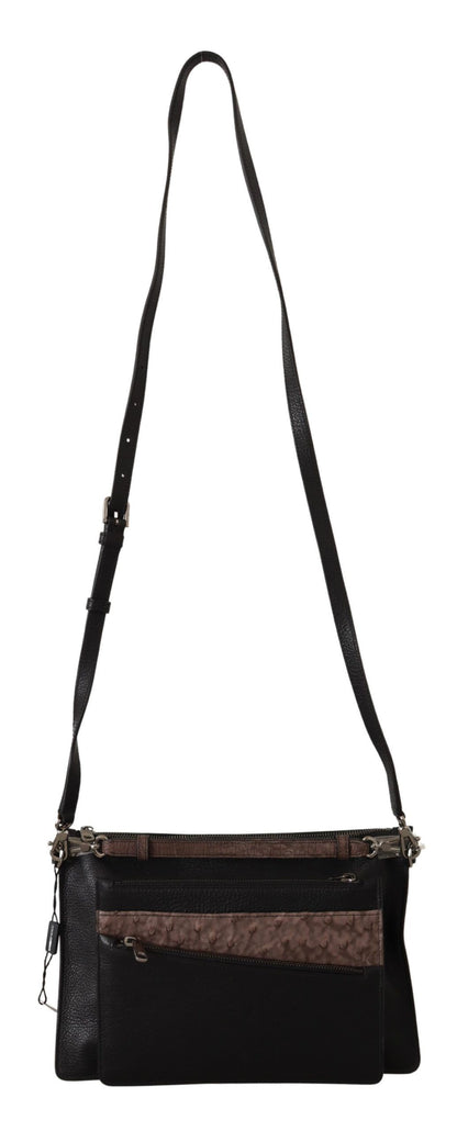 Elegante bolso bandolera de piel negra