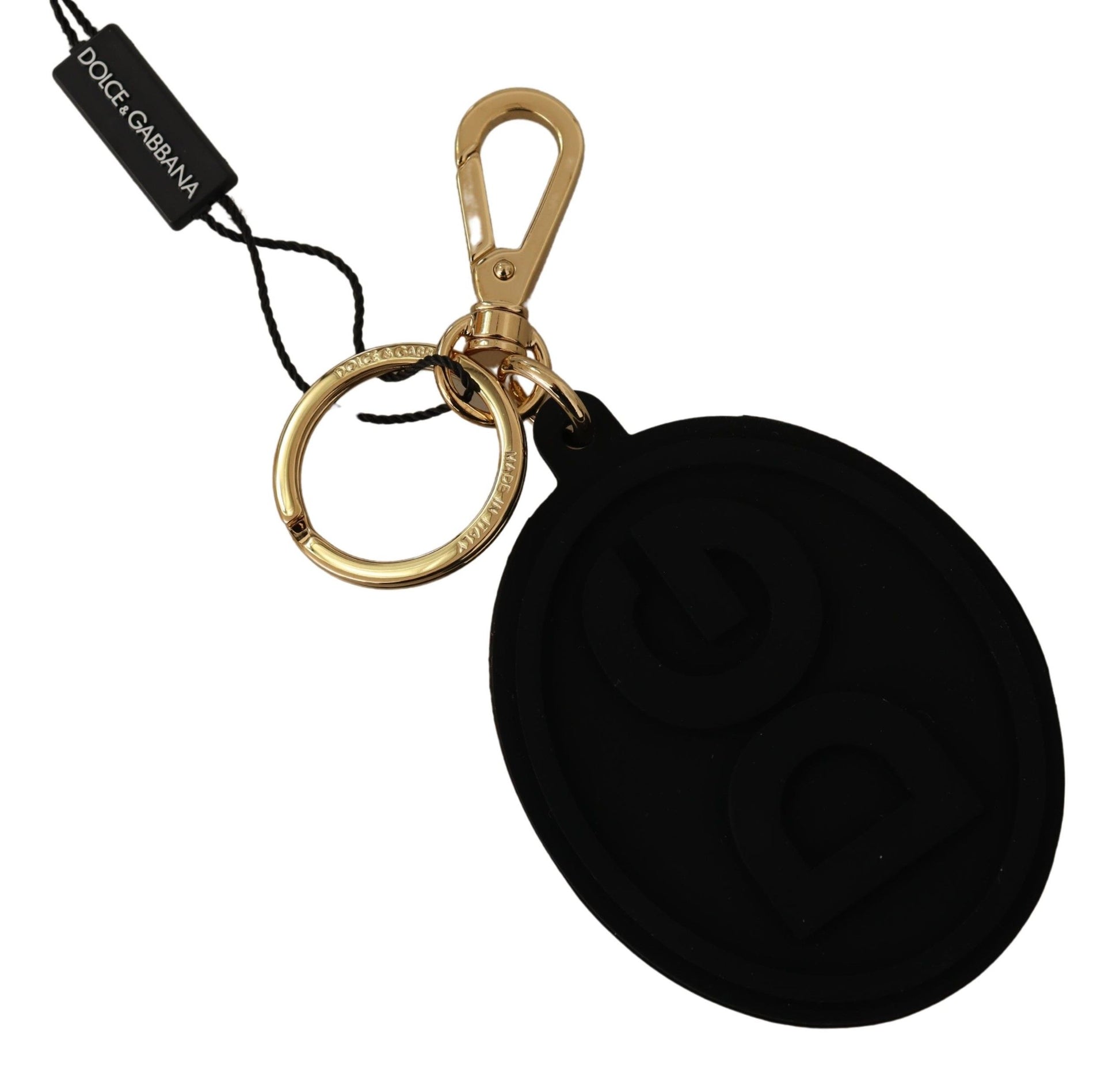 Elegante accesorio de llavero negro y dorado