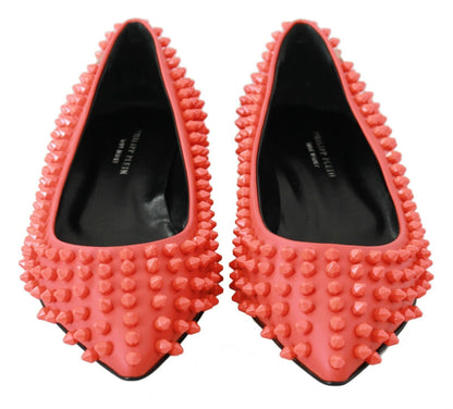 Vibrant Orange Pointed Leather Flats