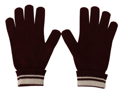 Guantes elegantes de cachemira roja con motivo de corona