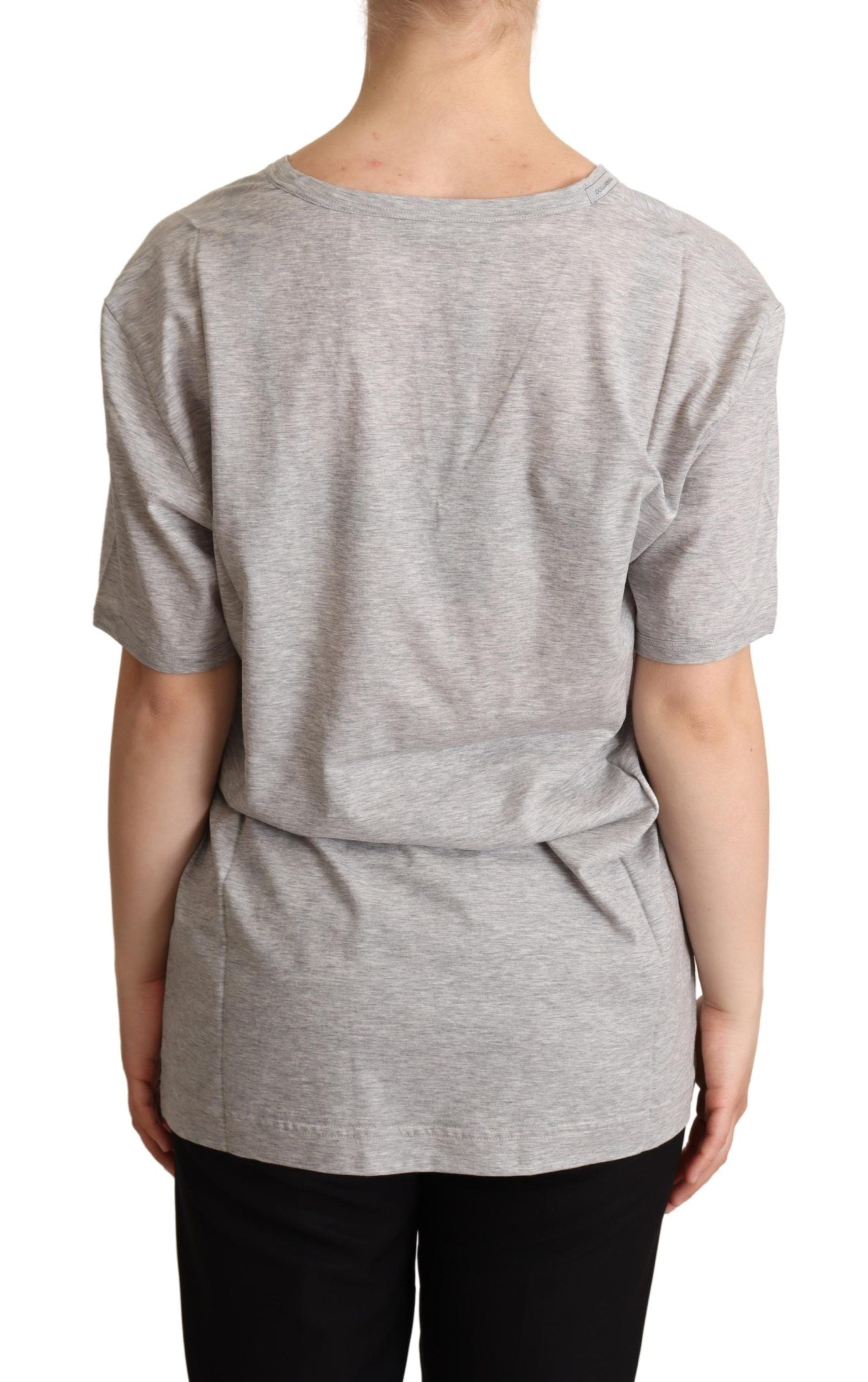 Elegant Gray V-Neck Cotton Tee