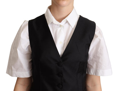 Elegant Silk Blend Black Waistcoat