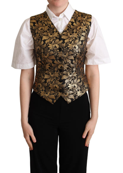 Elegant Black Jacquard Waistcoat