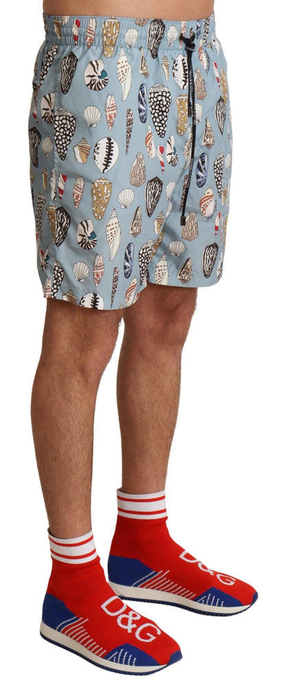 Elegant Seashell Print Swim Trunks